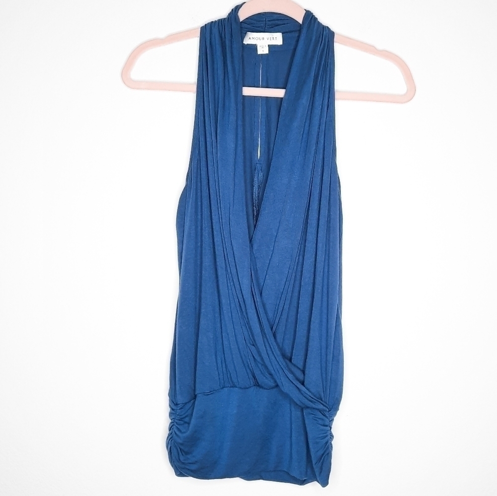 Amour Vert Blue Sleeveless Blouse S